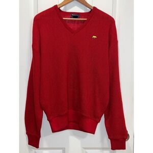 Vintage Hathaway For Jack Nicklaus Red V Neck Knit Sweater Mens Large Bear Logo